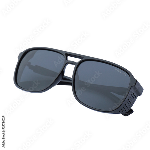 black eyewear fashion, black sunglasses isolated on a white background