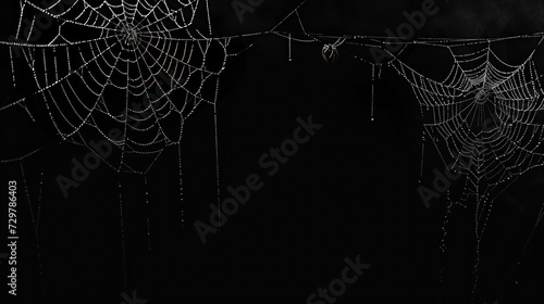 Real Creepy Spider Webs Captured on a Dark Background Banner