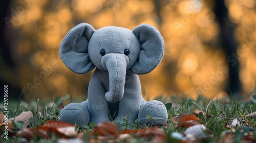 Elephant Stuffed animal in soft furry plush. Cute and adorable animal toy.