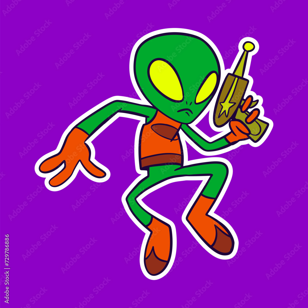 Fototapeta premium Isolated Alien Cartoon Illustration