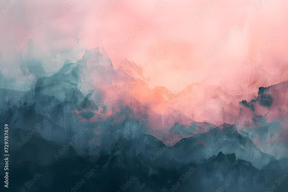 Ethereal abstract landscapes, using digital brush strokes and a pastel color palette, ideal for creative backgrounds, evoking serene and imaginative vistas. - obrazy, fototapety, plakaty 