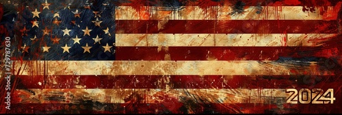American flag political election concept for 2024 democratic and republican debates and coverage photo
