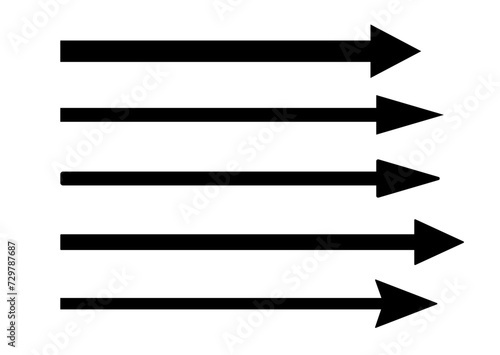 Straight long arrow pointing right. Arrow shape elements set