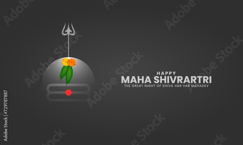 Happy Maha Shivratri Festival, Creative Creative Lord Shiva Shivratri, Indian Festival, 3D Illustration. photo