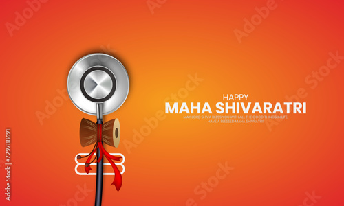 Happy Maha Shivratri Festival, Creative Creative Lord Shiva Shivratri, Indian Festival, 3D Illustration. photo