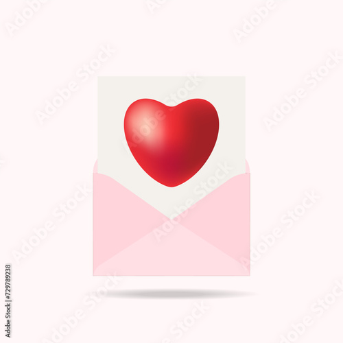 Envelope with hearts. Vector illustration. Love concept