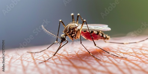 close up photo of mosquito sucking blood  photo