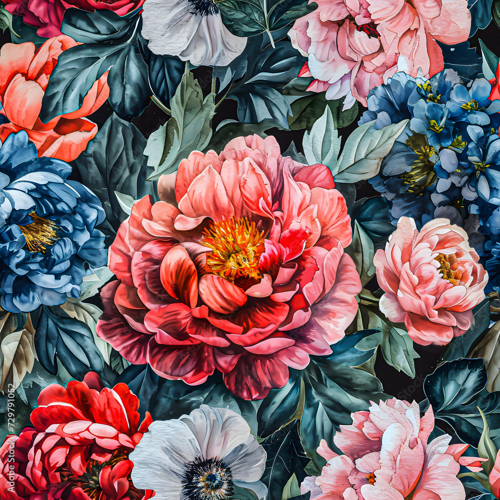 custom made wallpaper toronto digitalSeamless patterns watercolor painting of vintage resplendent floral. Designed for fabric and wallpaper. High-resolution.no.27