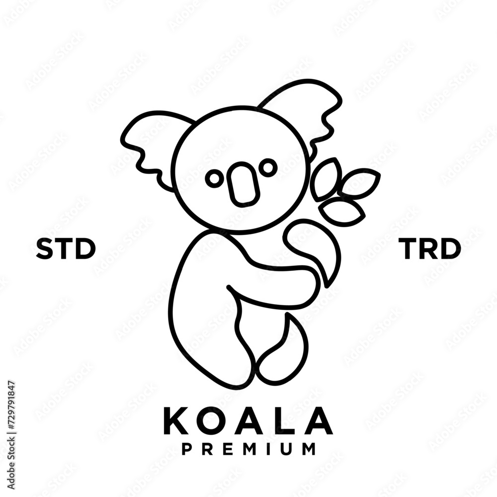 Koala outline logo icon. Australian animal for web and design template Koala outline logo icon. Australian animal for web and design template
