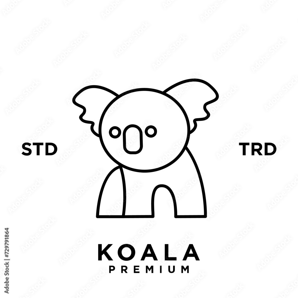 Koala outline logo icon. Australian animal for web and design template