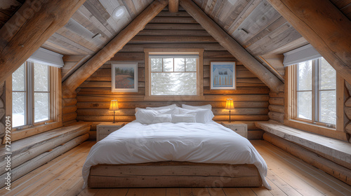 Bedroom - cabin - - rustic - meticulous symmetry - perfectly centered composition 