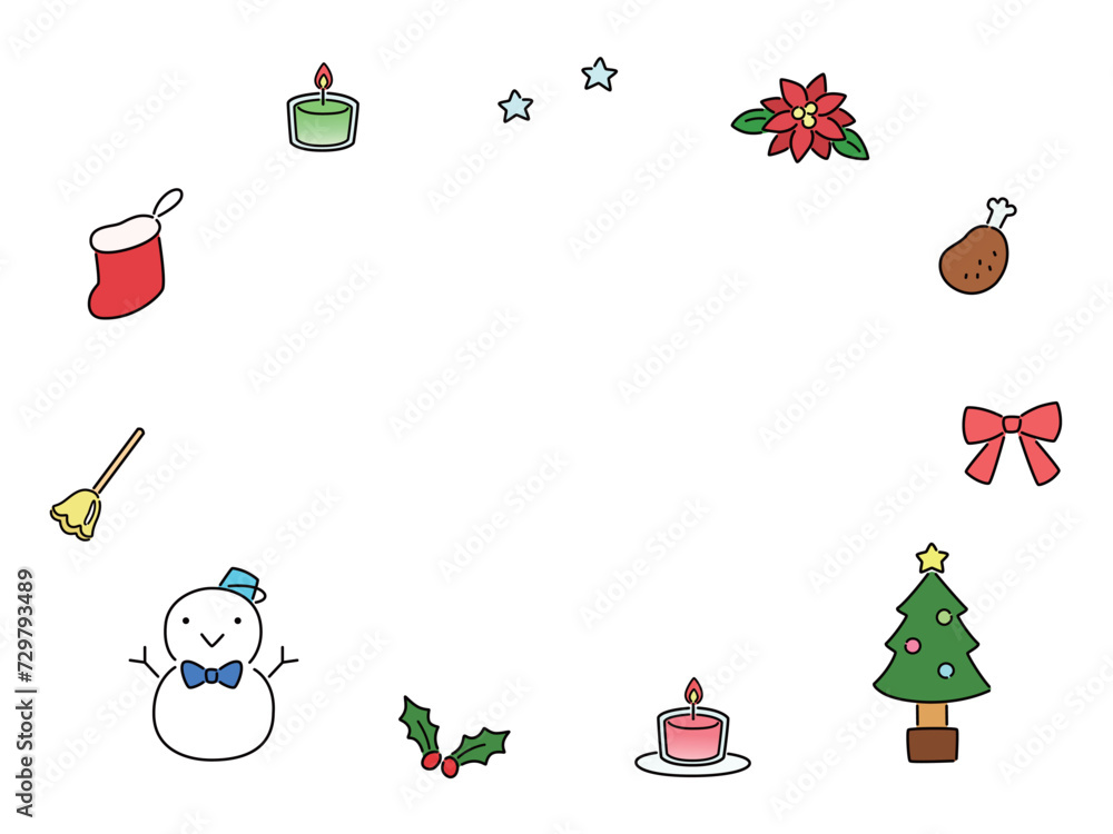 Fototapeta premium クリスマスの円形フレーム
