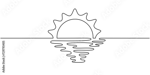 One line sun sketch. Continuous doodle art drawing, shining linear sunny icon isolated. Editable stroke