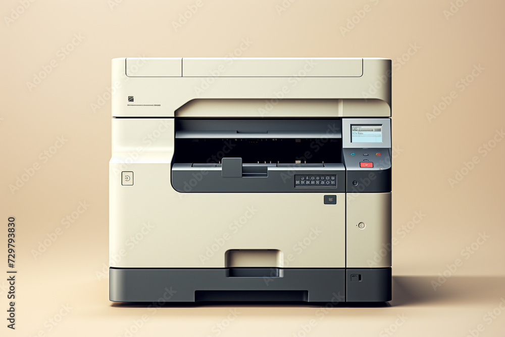Modern multifunction printer on a beige background. 3d rendering Modern multifunction printer on a beige background. 3d rendering