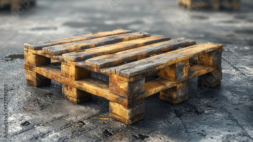 Wooden pallets for transportation of coal on the background of coal