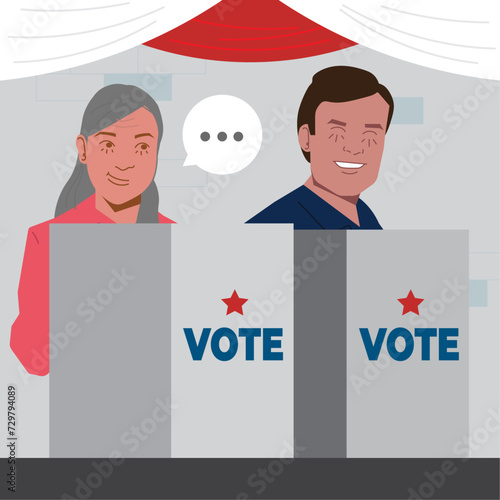 election day vote ballot box in flat illustration