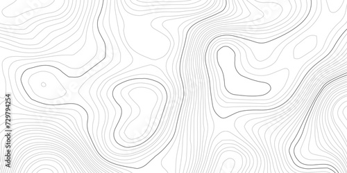 Abstract black and white wavy topography map background. Topography relief and topographic map wave line background.