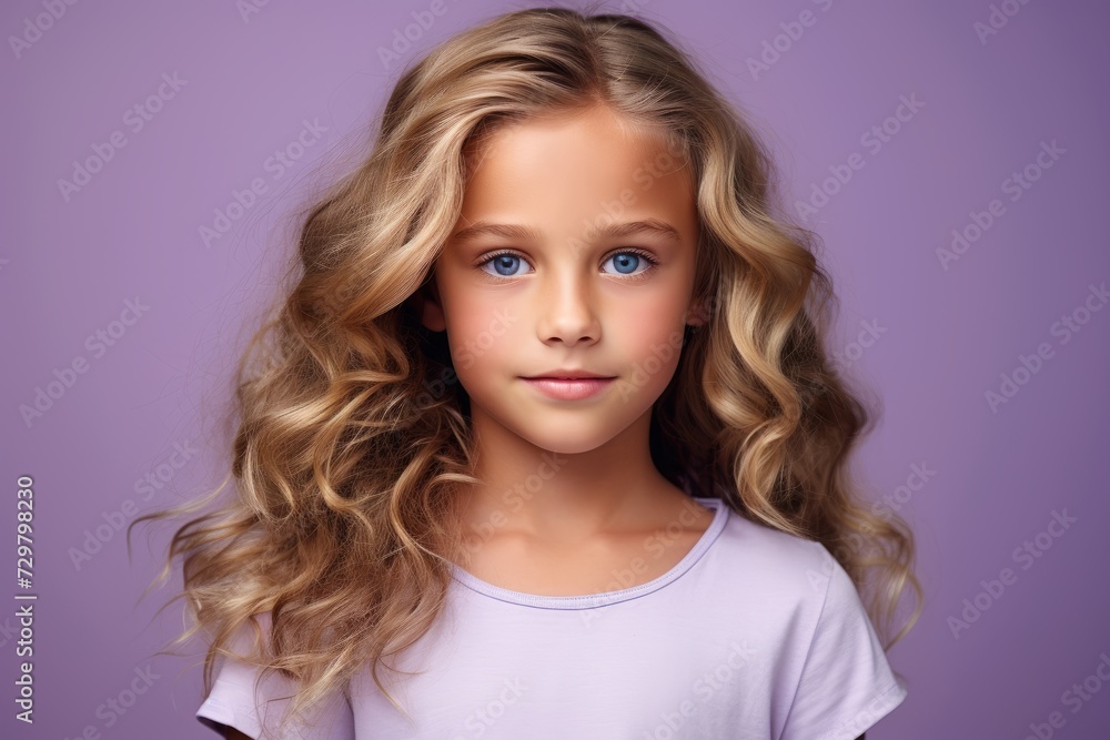 Portrait of a beautiful little girl with long wavy hair. Portrait of a beautiful little girl with long wavy hair.