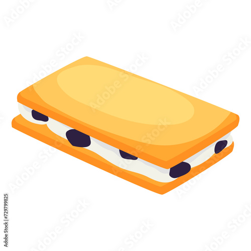 レーズンバターサンドのベクターイラスト。