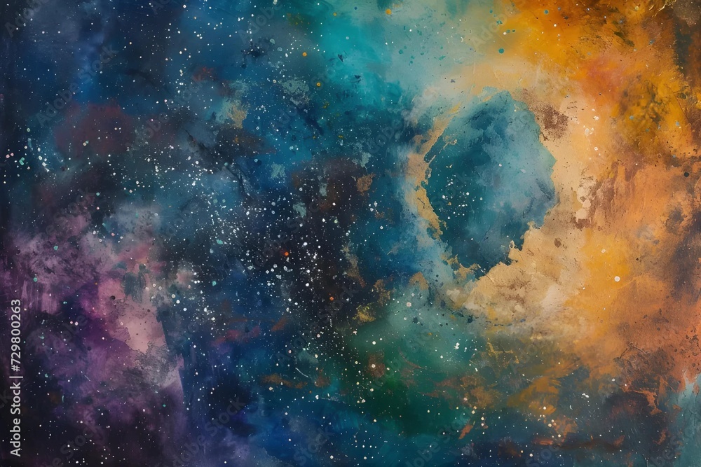Fototapeta premium Abstract art piece inspired by the cosmos, incorporating cosmic elements and astral colors to depict the vastness of the universe, igniting imagination.