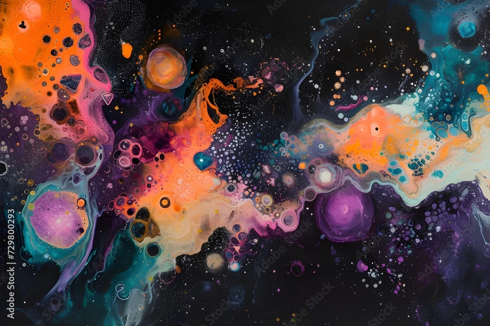 Fototapeta premium Abstract art piece inspired by the cosmos, incorporating cosmic elements and astral colors to depict the vastness of the universe, igniting imagination.