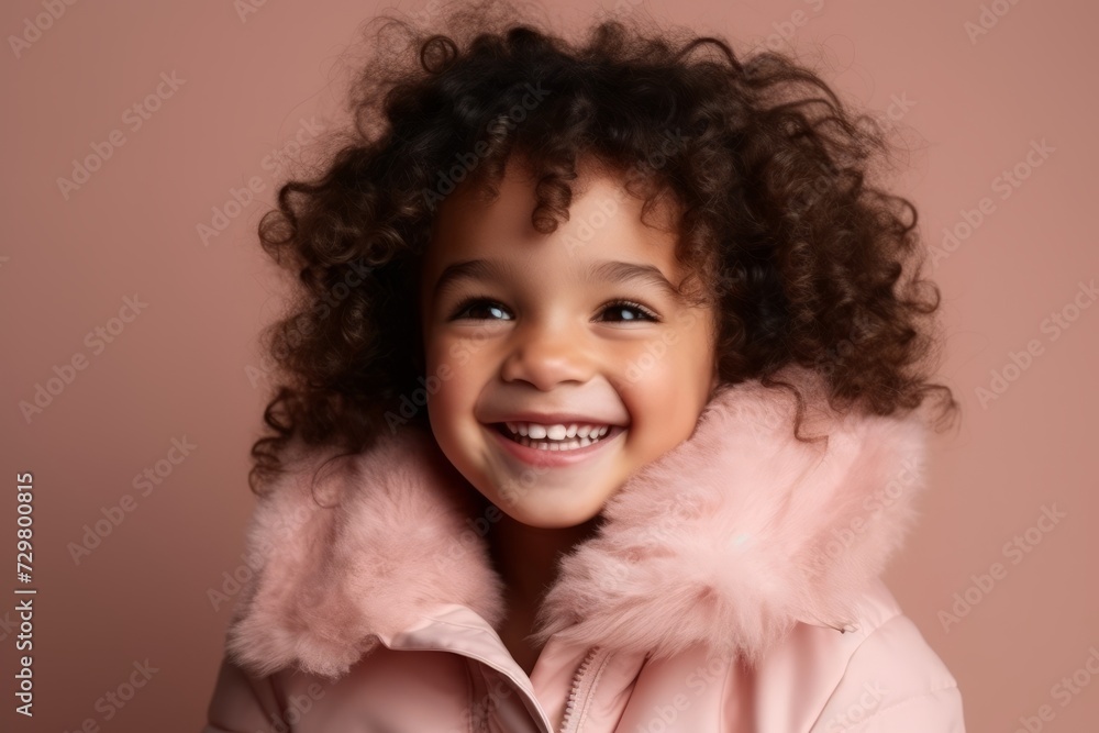 Portrait of a cute african american little girl in pink coat Portrait of a cute african american little girl in pink coat
