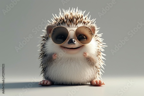 Adorable hedgehog with round sunglasses evokes a sense of joy and curiosity.