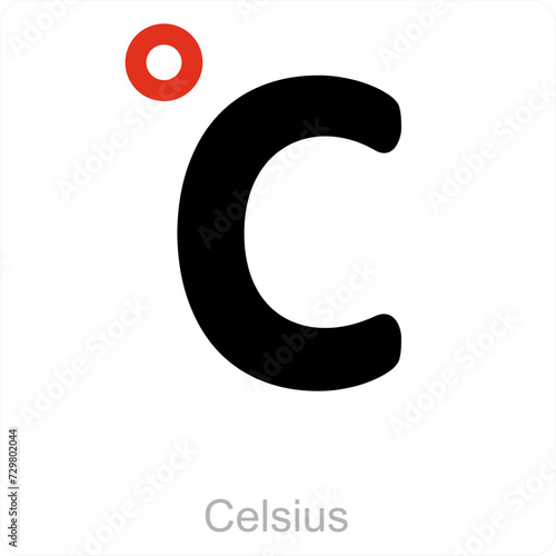 Celsius and temperature icon concept