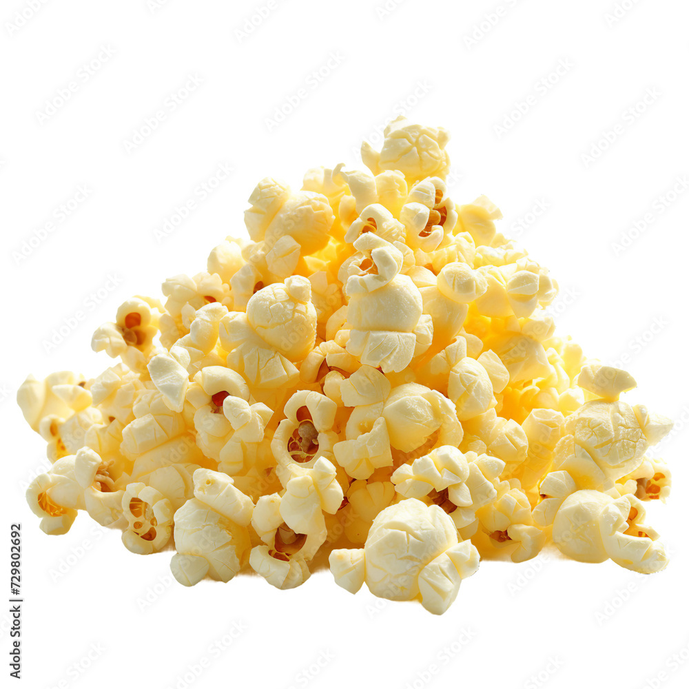 Butter popcorn, transparent background, isolated image, generative AI