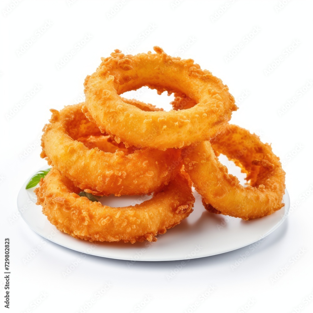 Photo of onion rings isolated on white background Photo of onion rings isolated on white background