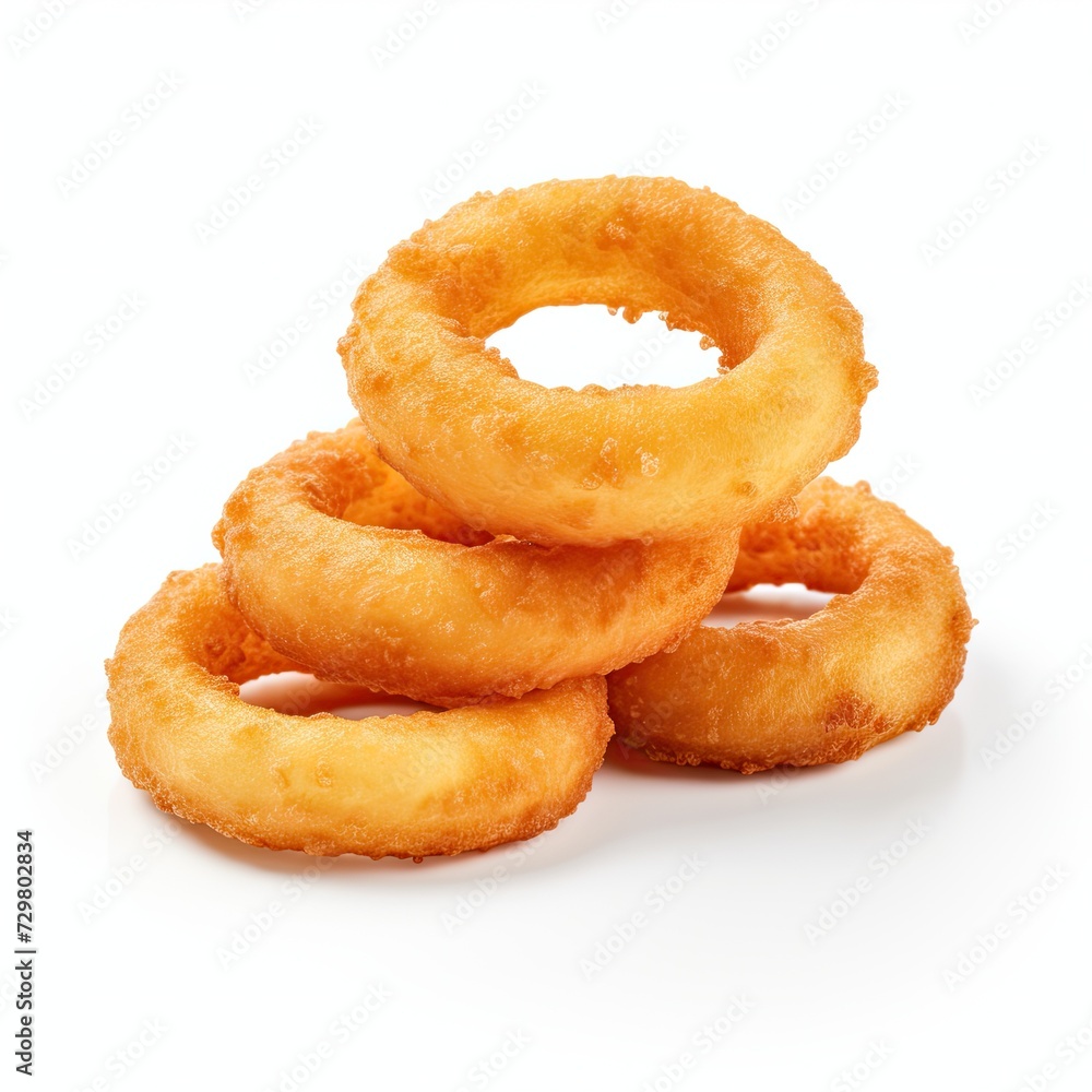 Photo of onion rings isolated on white background Photo of onion rings isolated on white background