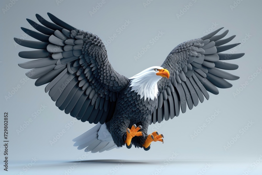 A cartoon eagle in flight with wings fully extended. A cartoon eagle in flight with wings fully extended.