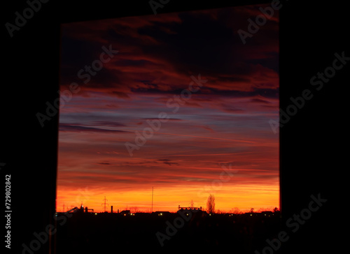 sunset over the city of Satu Mare, Romania