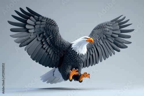 A cartoon eagle in flight with wings fully extended.