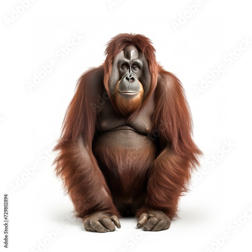 Photo of orangutan isolated on white background