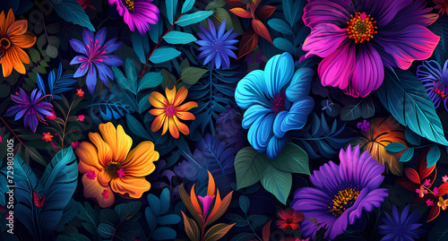 floral color pattern on a dark background