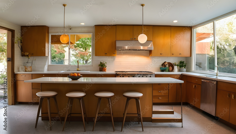 Fototapeta premium Mid Century Modern Kitchen