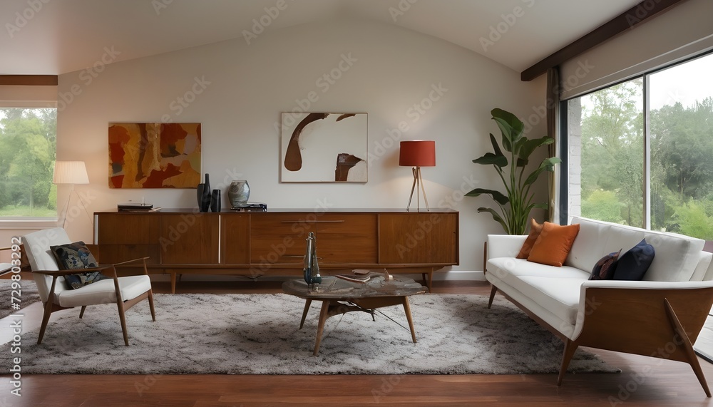 Fototapeta premium Mid Century Modern Living Room