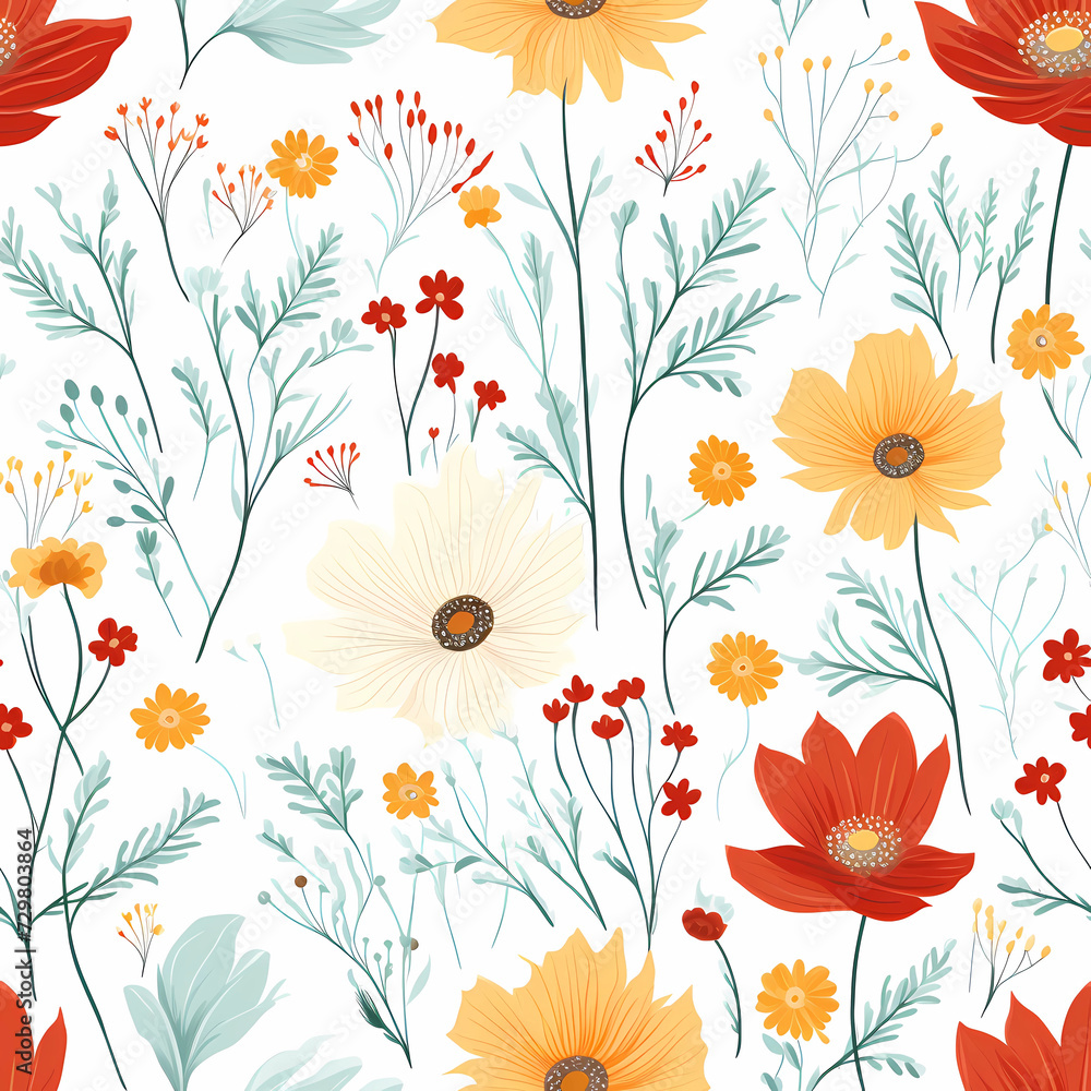 large flowers seamless pattern vector illustration