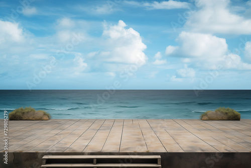 Empty Platform on Light Background - Beach Modern Style Minimalist Landscape-Focused Backgrounds