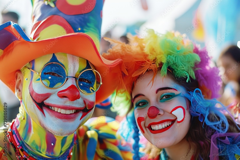 Obraz premium Vibrant Carnival Celebrations of Festive Parades, Colorful Costumes, Joyful Street Parties, and Cultural Revelry.