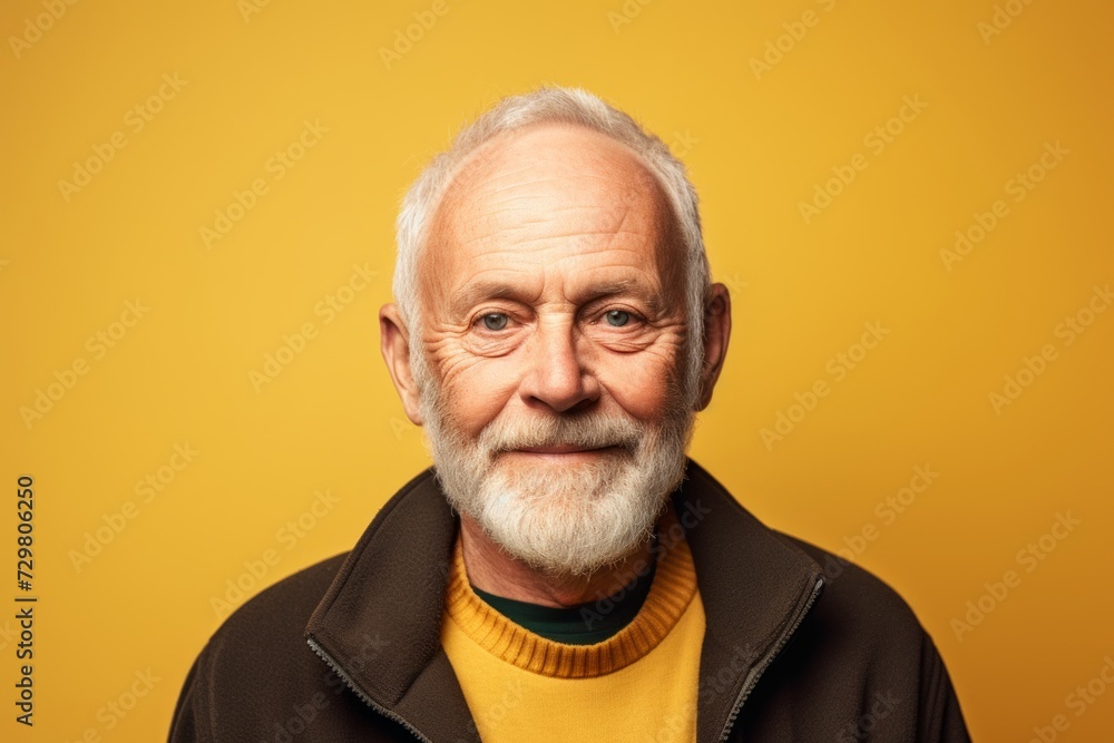 Portrait of a senior man on a yellow background. Elderly people concept. Portrait of a senior man on a yellow background. Elderly people concept.