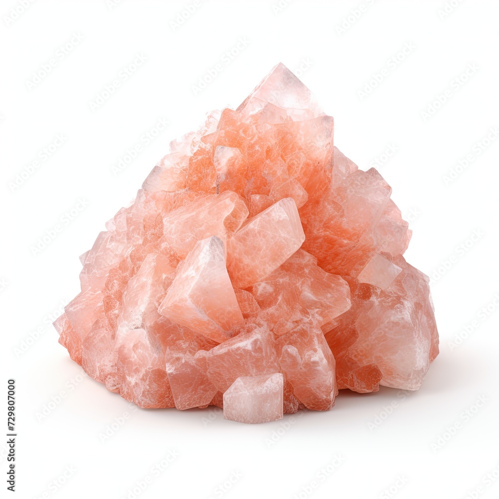 Photo of pink himalayan salt isolated on white background Photo of pink himalayan salt isolated on white background