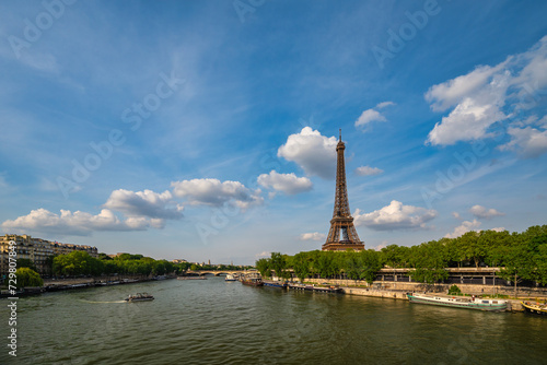 Paris France, city skyline at Eiffel Tower and Seine River © Noppasinw