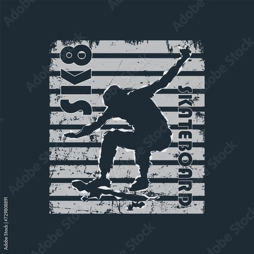 Skateboard Illustration typography for t shirt, poster, logo, sticker, or apparel merchandise