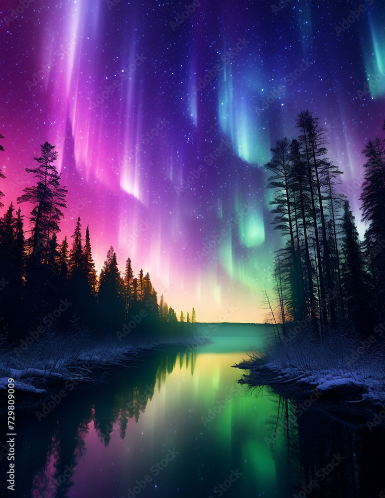 Northern lights (Aurora borealis) in the sky Northern lights (Aurora borealis) in the sky