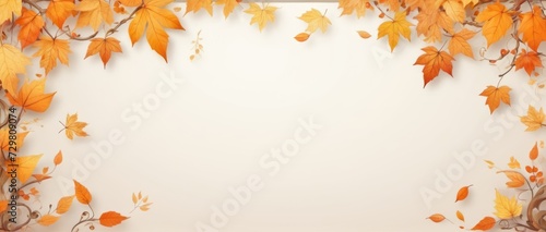 Autumn background  yellow-orange leaves on white  great for text or objects.