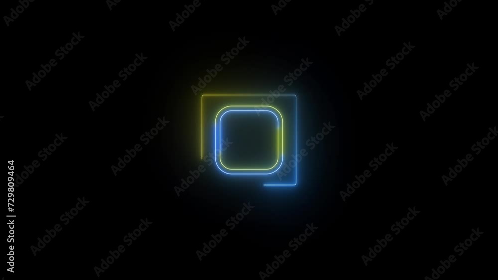 Glowing neon square sign animation. Glowing neon square sign animation.