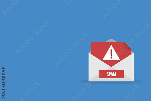 Spamming mailbox icon. Email hacking and spam warning symbol. EPS10 Vector Illustration.	