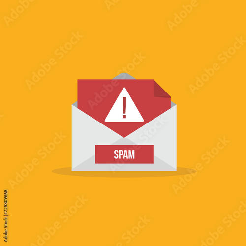 Spamming mailbox icon. Email hacking and spam warning symbol. EPS10 Vector Illustration.	